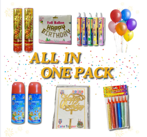 7 in 1 Birthday Party Decoration Bundle – Balloons, Candles & More